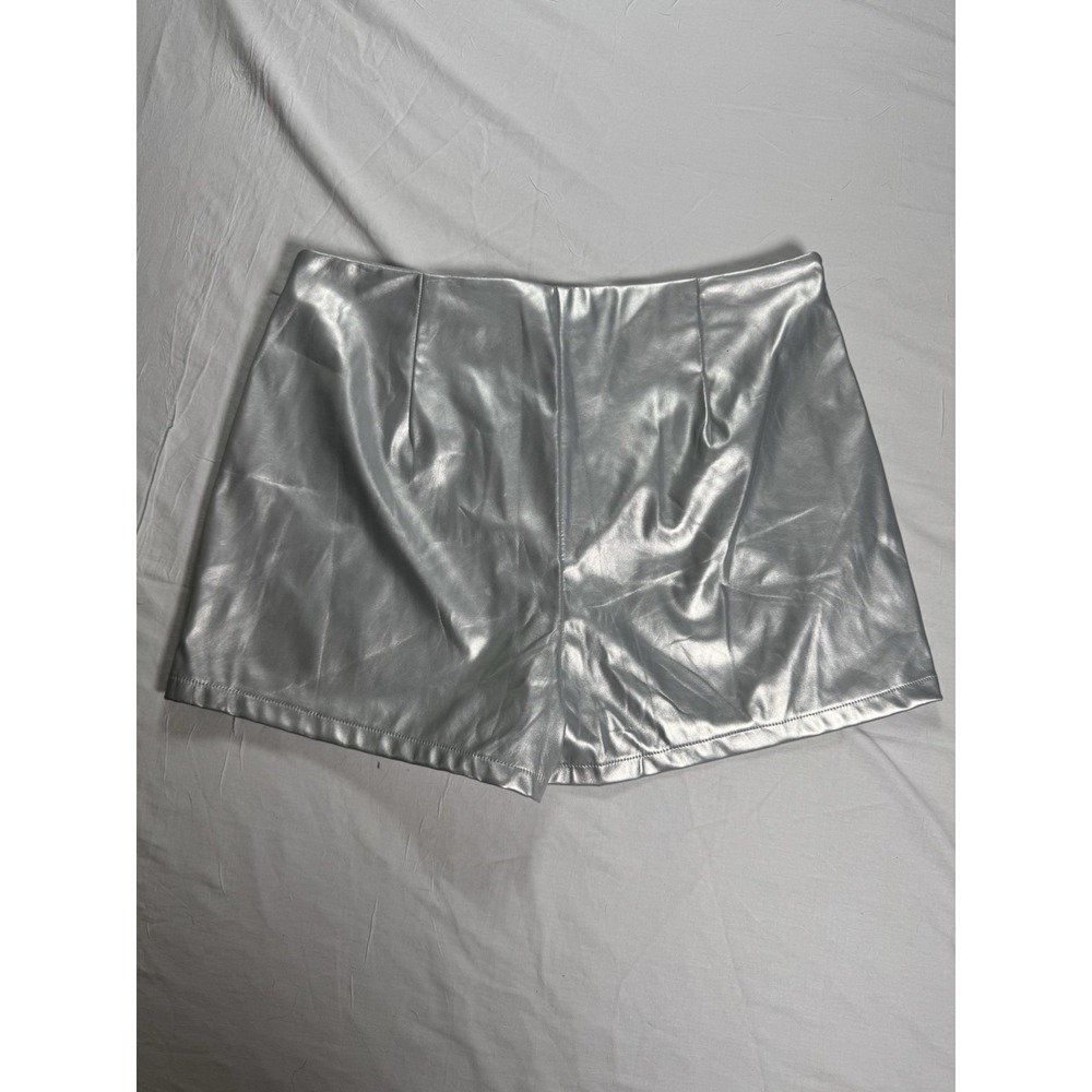Hyfve Metallic Silver Skort Women Large Silver Wrap Front Festival Nightlife